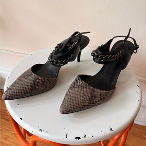 Coach Black and Brown Chain Heels Size 8.5